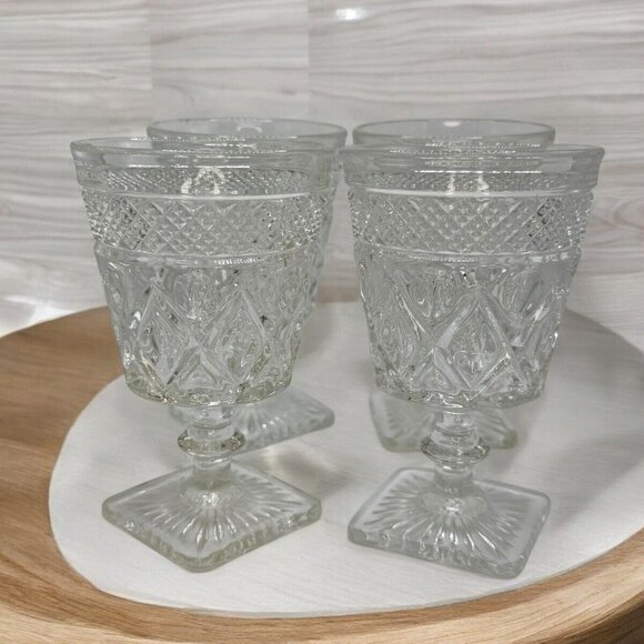 Set of 2 Vintage Imperial Glass Cape Cod Clear Low Water Goblets - Picture 1 of 8